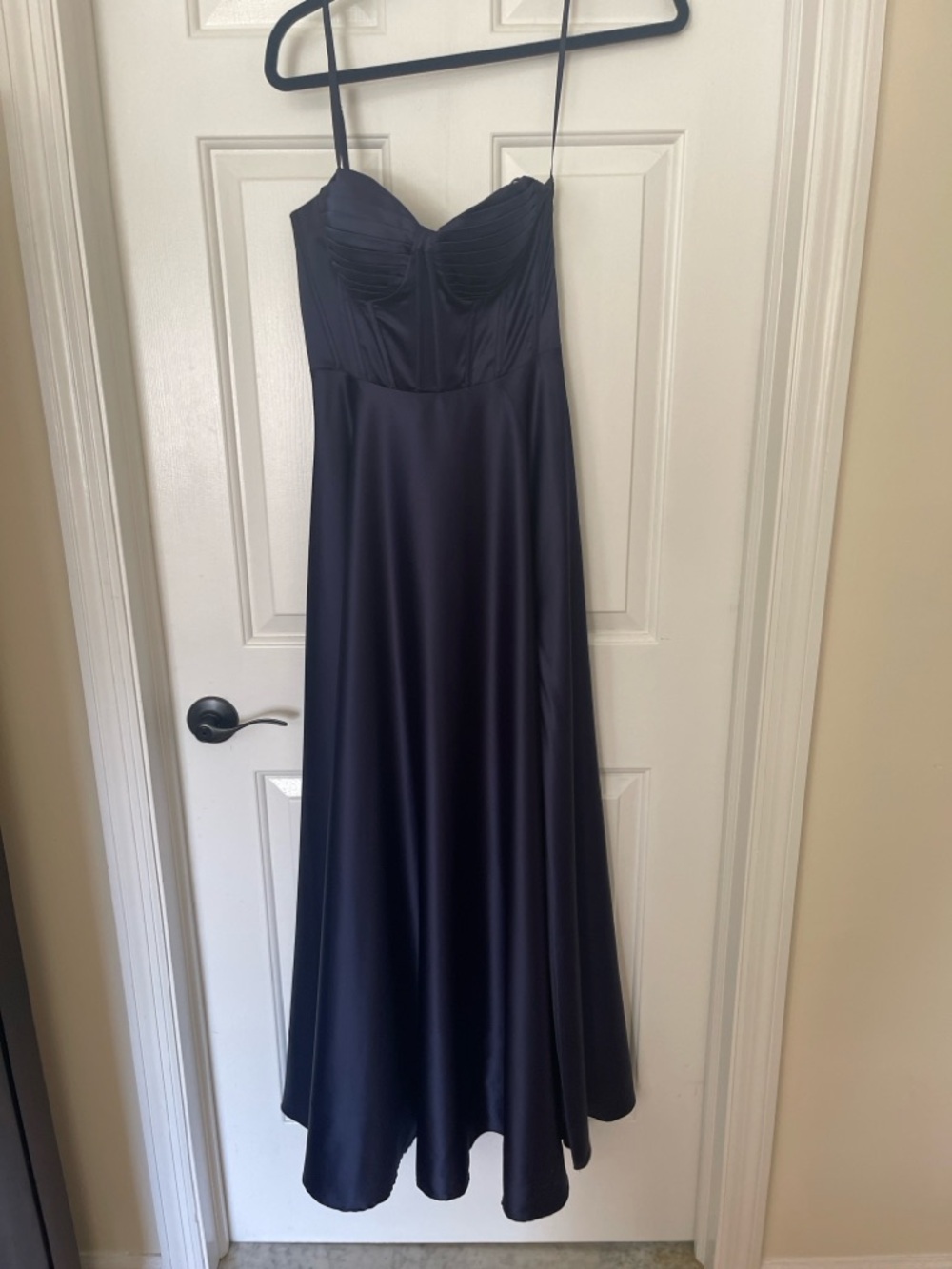 B. Darlin Navy Satin Midi Dress